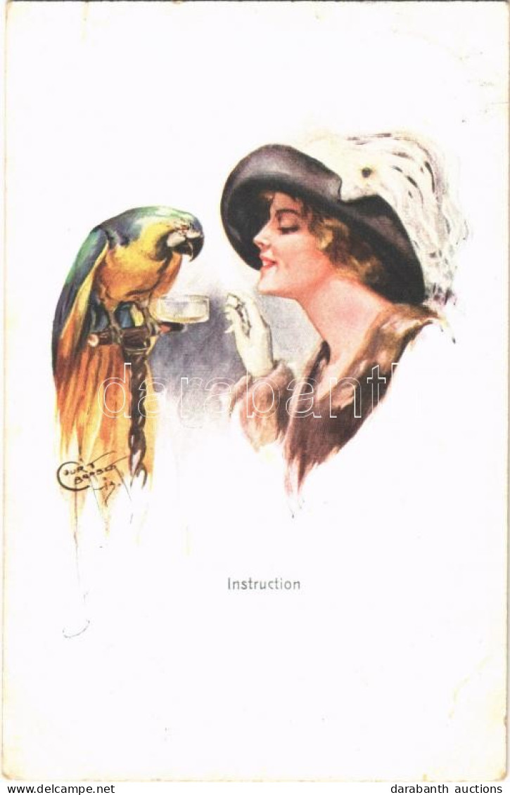 T2/T3 1914 Instruction. Lady Art Postcard, Parrot. WSSB. 1229. S: Court Barber - Unclassified