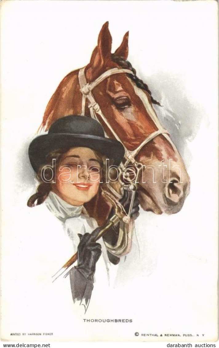 T2/T3 Thoroughbreds. Lady Art Postcard, Lady With Horse. Reinthal & Newman S: Harrison Fisher (EK) - Unclassified