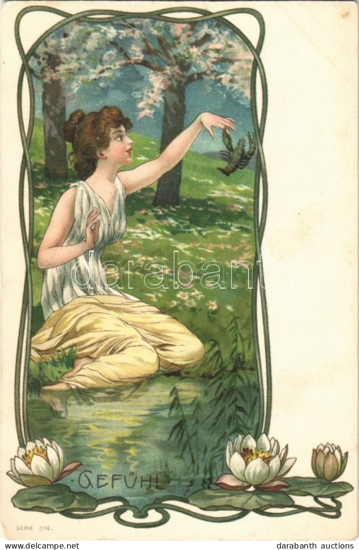 ** T2/T3 Gefühl / Art Nouveau Lady Art Postcard. Litho (EK) - Ohne Zuordnung