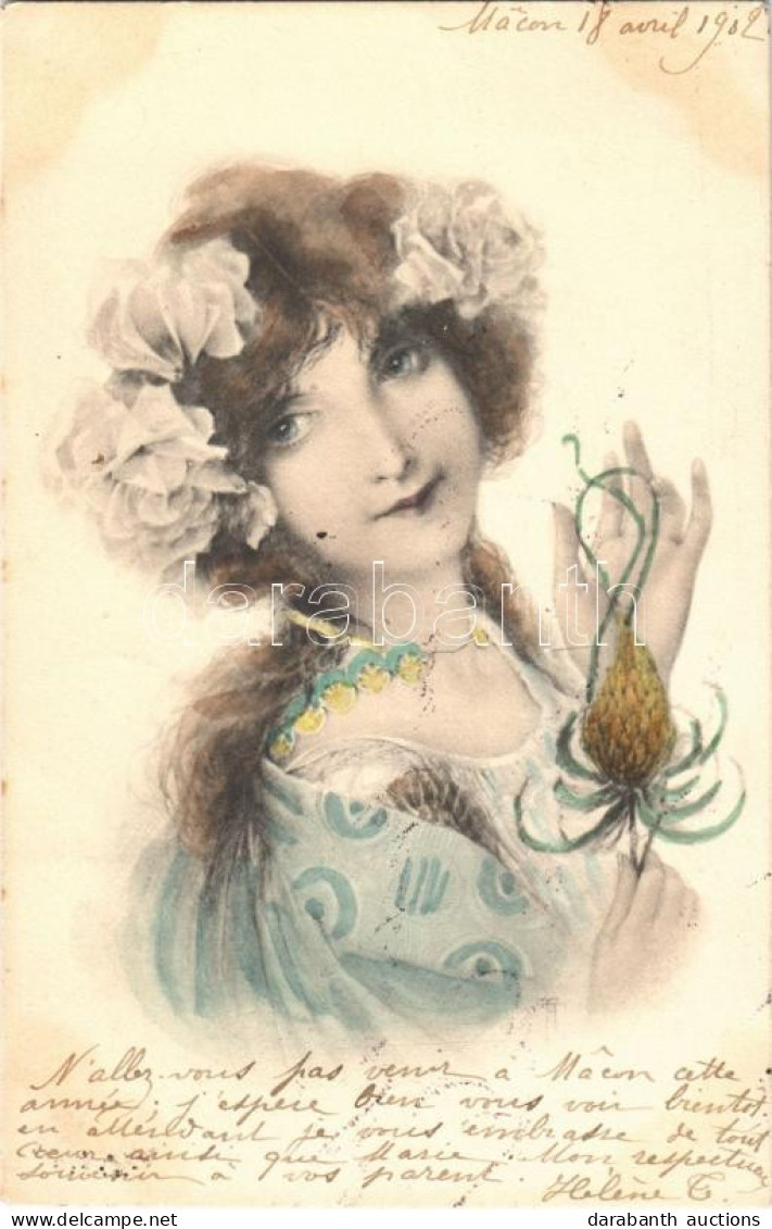 T2/T3 1902 Lady Art Postcard. M. M. Vienne (fl) - Unclassified