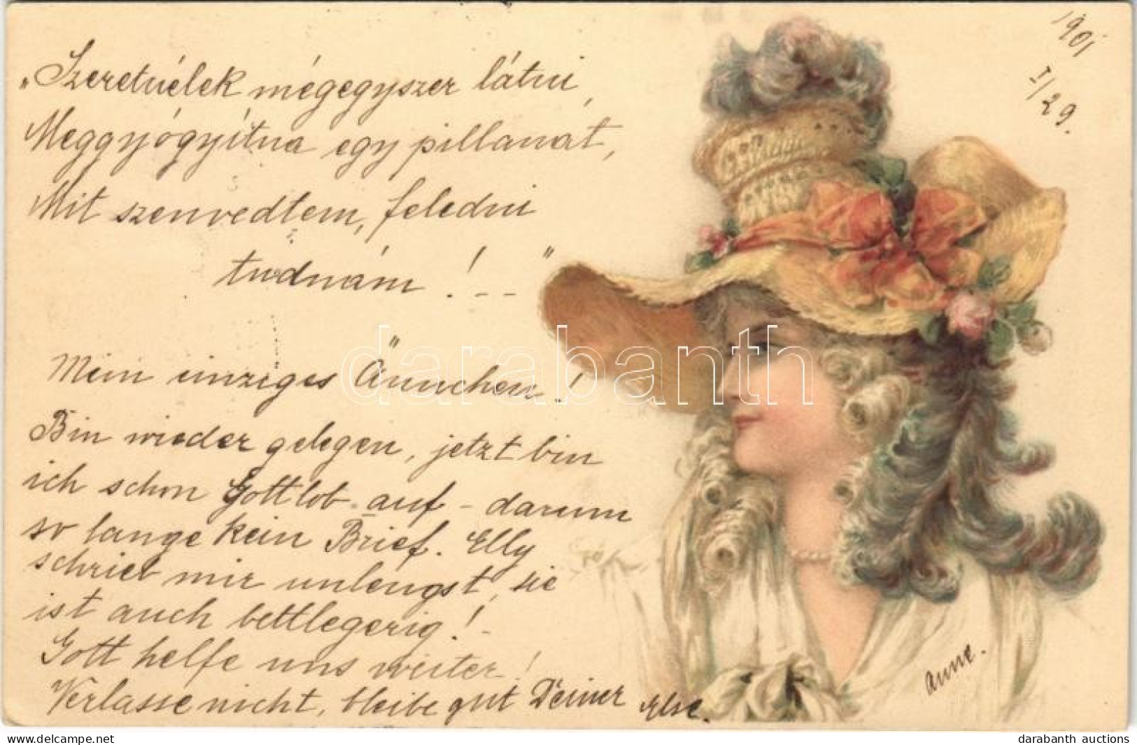 T2 1901 Lady Art Postcard. Litho - Zonder Classificatie