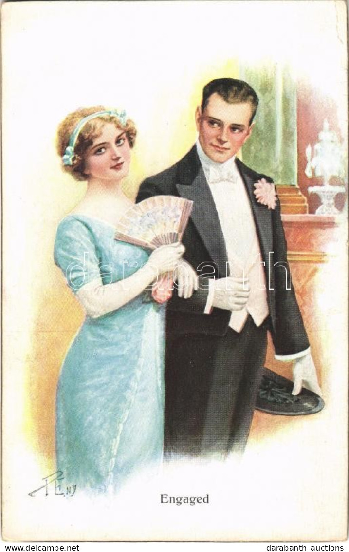 ** T2/T3 "Engaged" Lady Art Postcard, Romantic Couple. E.A.S.B. 101/4. (EK) - Non Classés
