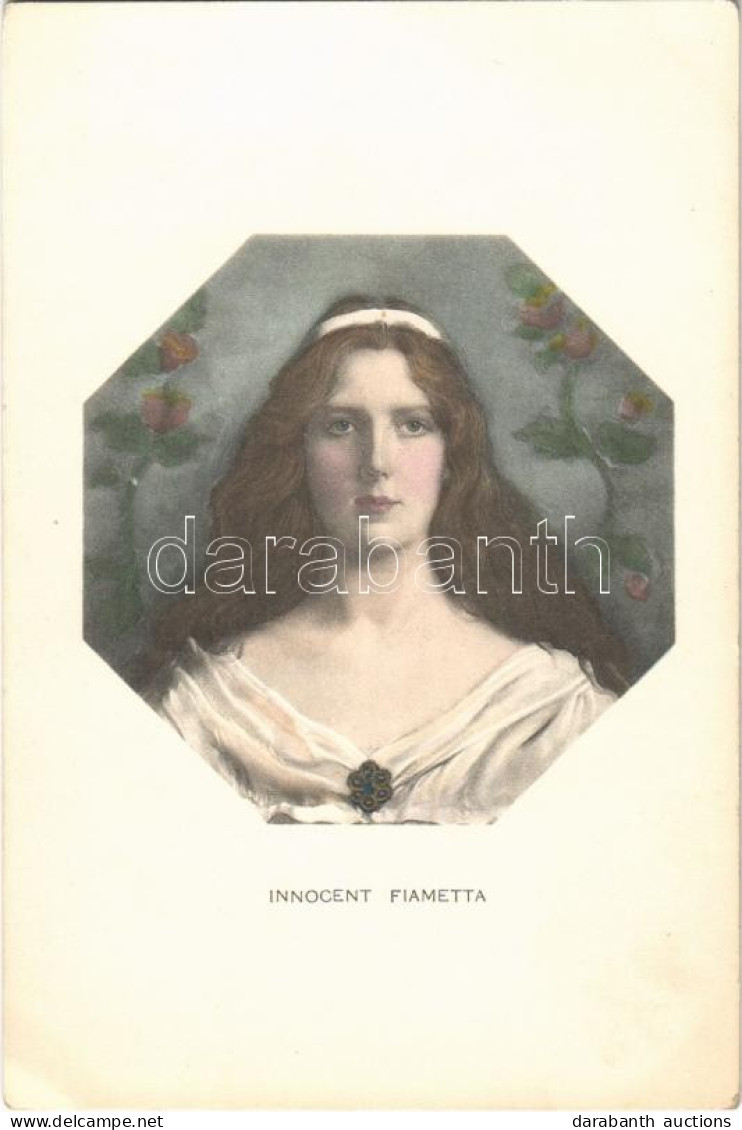 ** T1/T2 Fiametta, Lady Portrait, Golden Decoration, Art Postcard, Nr. 215. S: Innocent Ferenc - Ohne Zuordnung