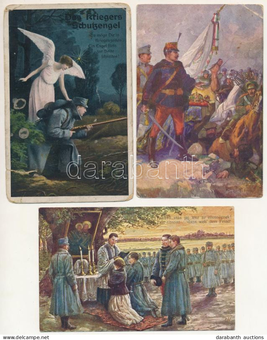 ** 7 Db RÉGI Első Világháborús Katonai Képeslap / 7 Pre-1945 WWI K.u.K. Military Art Postcards - Unclassified