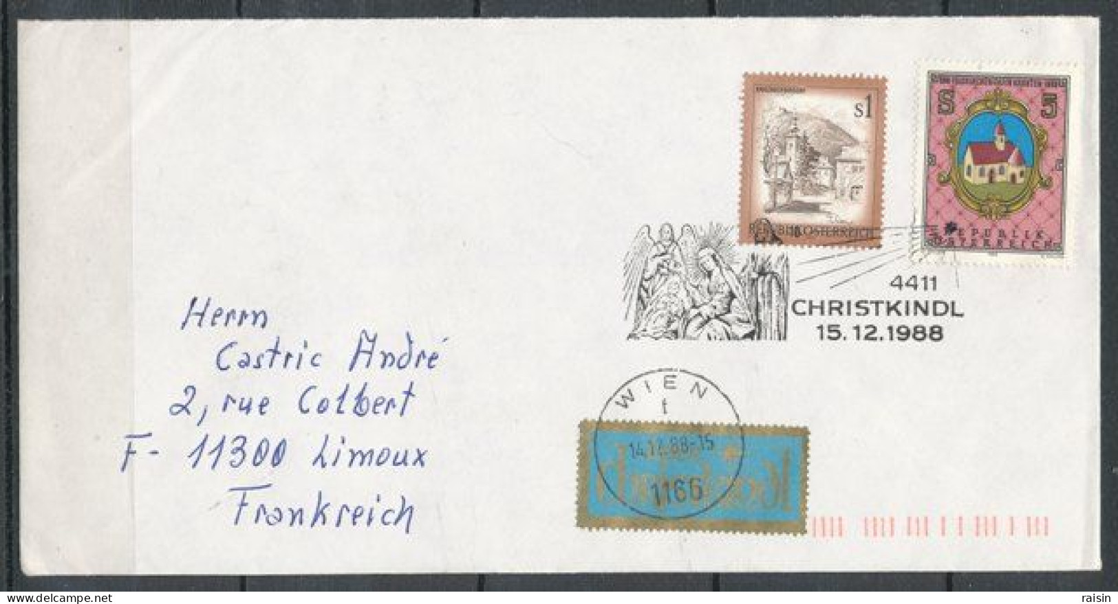 Autriche 1988, 1994, 1996 Oblitérations Kristkindl Sur Enveloppes Ayant Circulé - Storia Postale