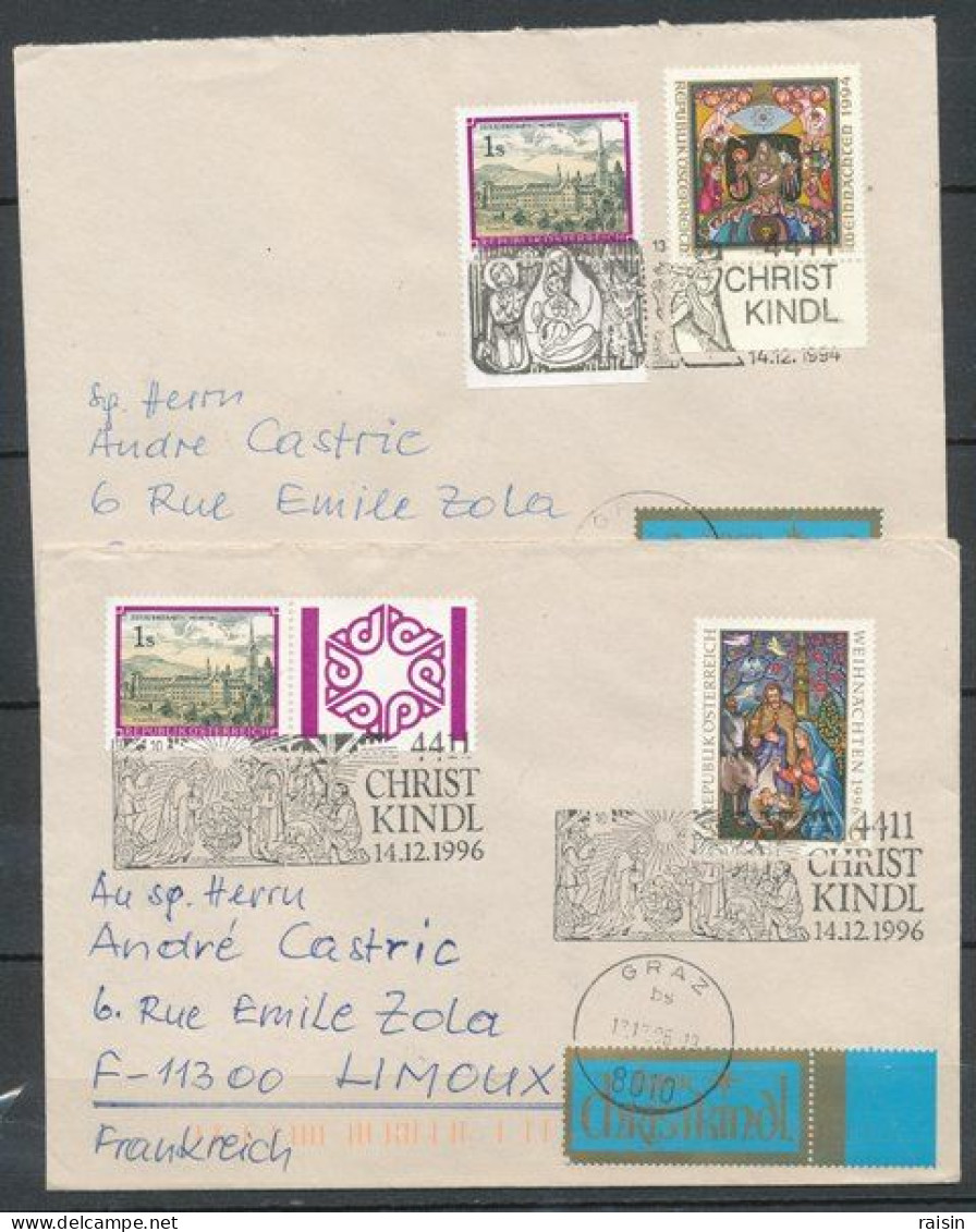 Autriche 1988, 1994, 1996 Oblitérations Kristkindl Sur Enveloppes Ayant Circulé - Brieven En Documenten