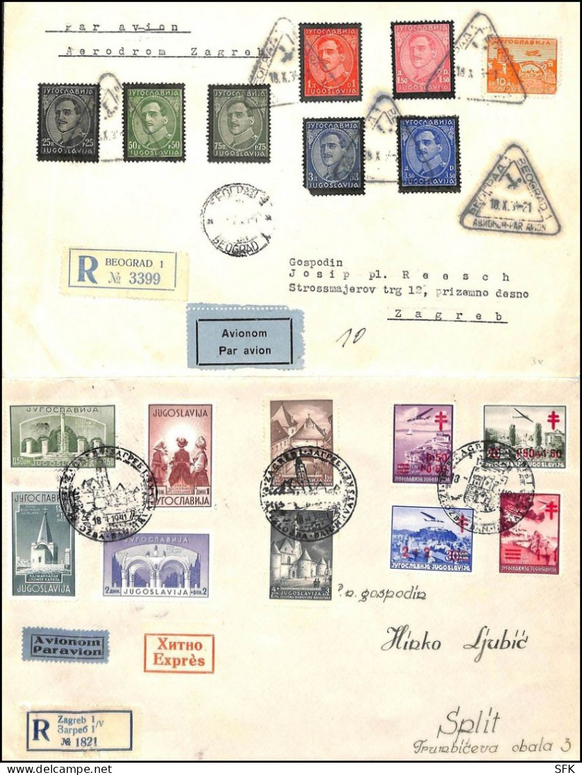 1939/ 41 AIRMAIL Philatelic Exhibition, TBC And Zveza Warriors, Three Complete Sets On A Letter... 1051 - Storia Postale