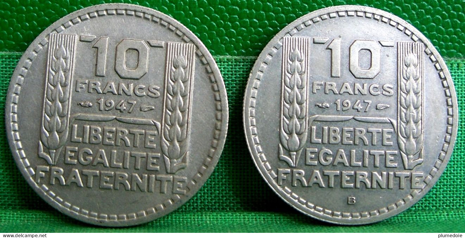 FRANCE  LOT DE X 2 MONNAIES  TURIN  . 10 FRANCS 1947 Et 1947 B .  LOT OF 2 OLD COINS - 10 Francs