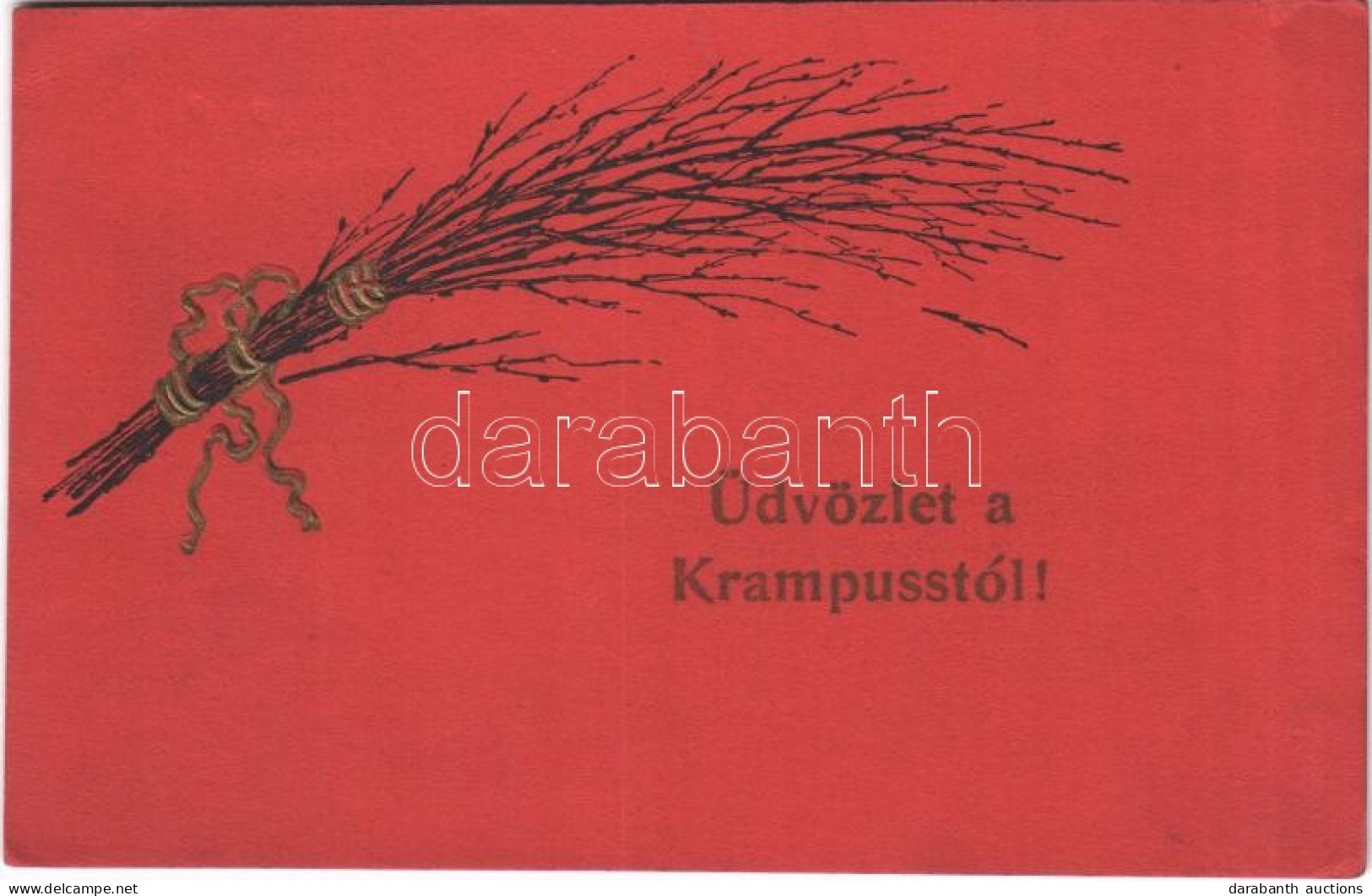 * T2/T3 Üdvözlet A Krampusstól / Krampus Art Postcard, Birch. Emb. (EK) - Ohne Zuordnung