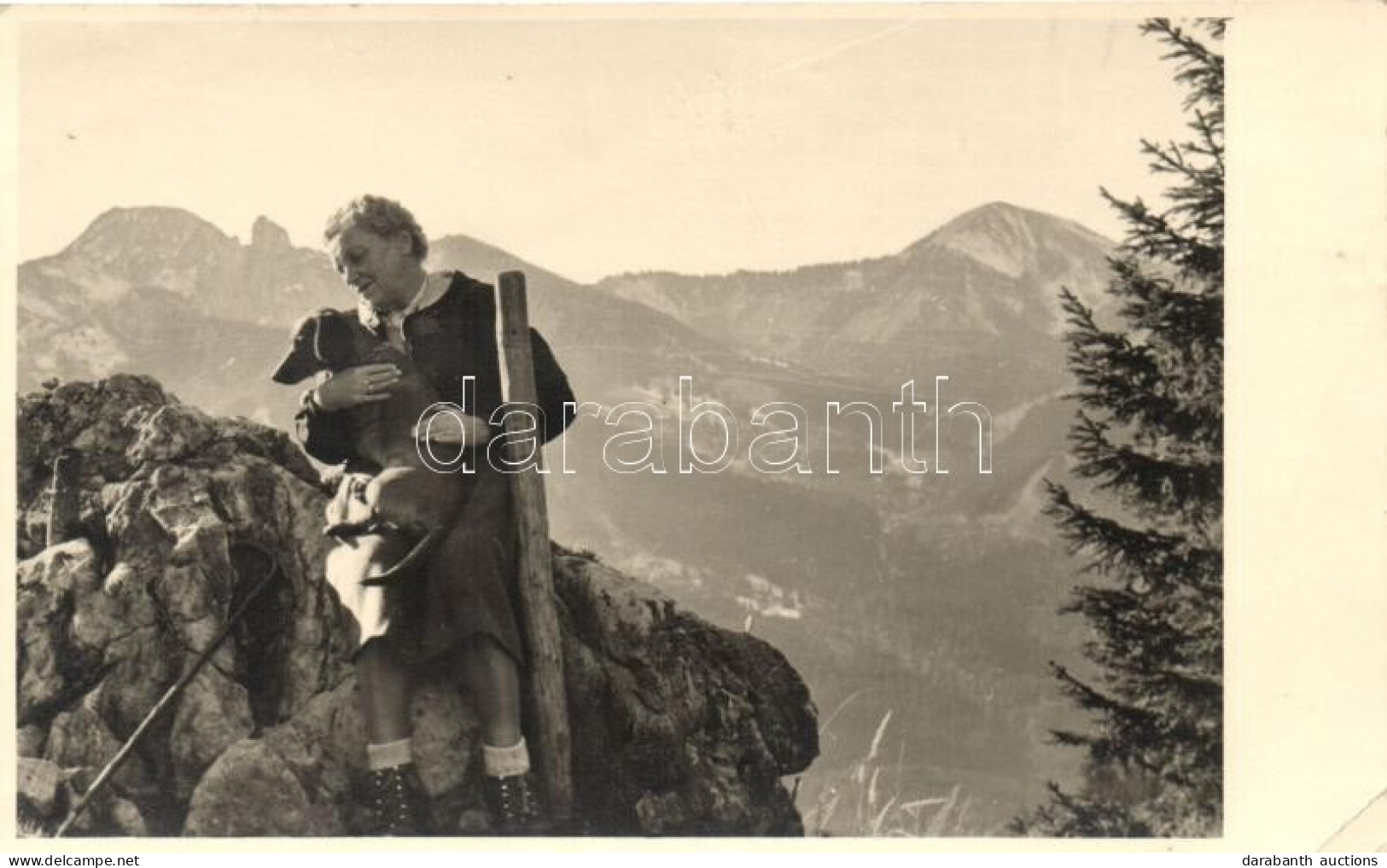 ** T2/T3 Dog With Old Lady On The Mountain, Dachshund, Photo (non Pc) (EK) - Ohne Zuordnung