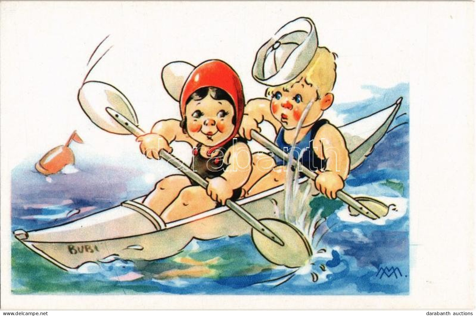 ** T1 4 Db Régi Olasz Művészlap, Gyerekek A Strandon / 4 Pre-1945 Italian Art Postcard, Children On The Beach. Cecami Nr - Sin Clasificación