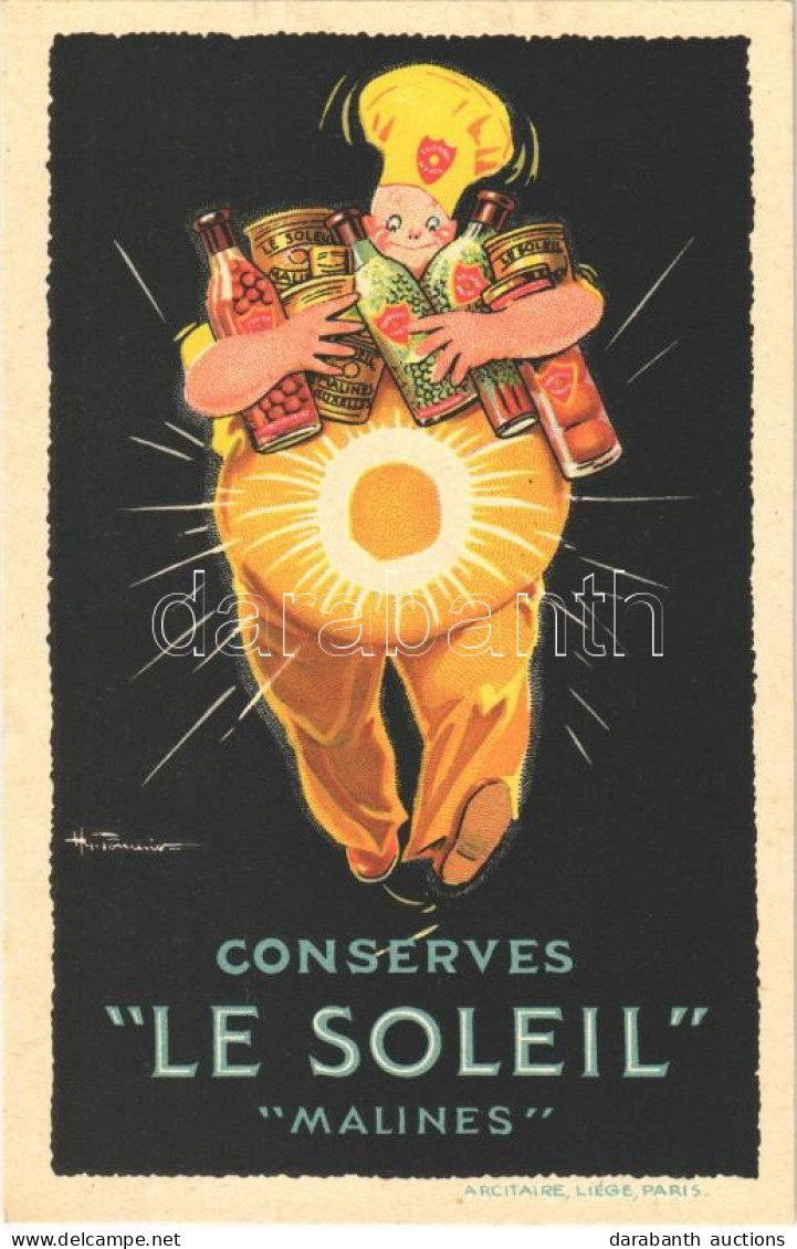 ** T1 Conserves "Le Soleil" "Malines". Arcitaire, Liege, Paris / French Canned Food Advertisement, Litho S: H. Fournier - Sin Clasificación