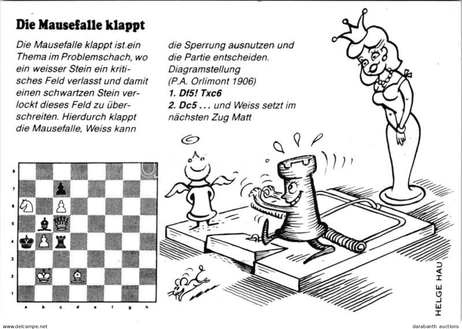 ** T2 Die Mausefalle Klappt / Chess Caricature, Humour. Helge Hau - Non Classés