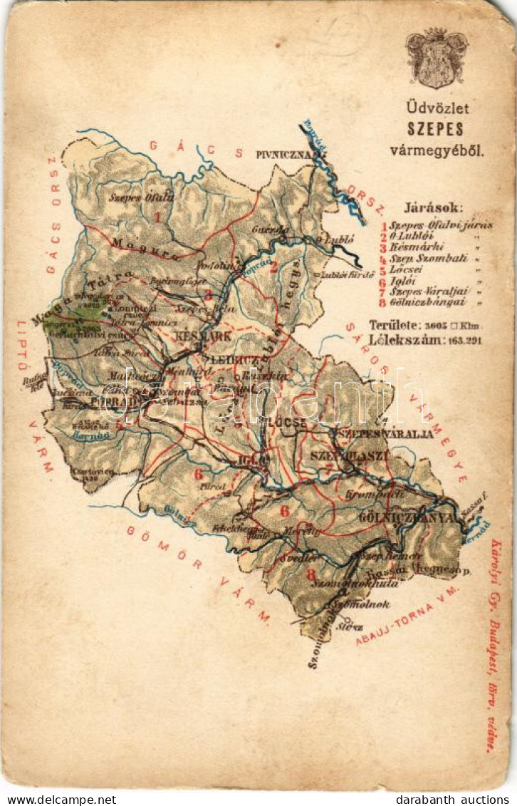 * T4 Szepes Vármegye Térképe. Kiadja Károlyi Gy. / Map Of Spis County (b) - Non Classificati