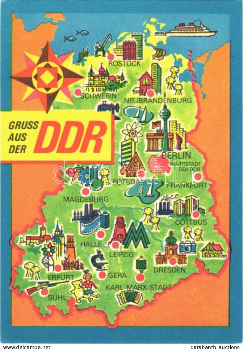 * T1/T2 Gruss Aus Der DDR, Manöver "Waffenbrüderschaft" Oktober 1970 / Map Of The DDR (East Germany), Modern Art Postcar - Sin Clasificación
