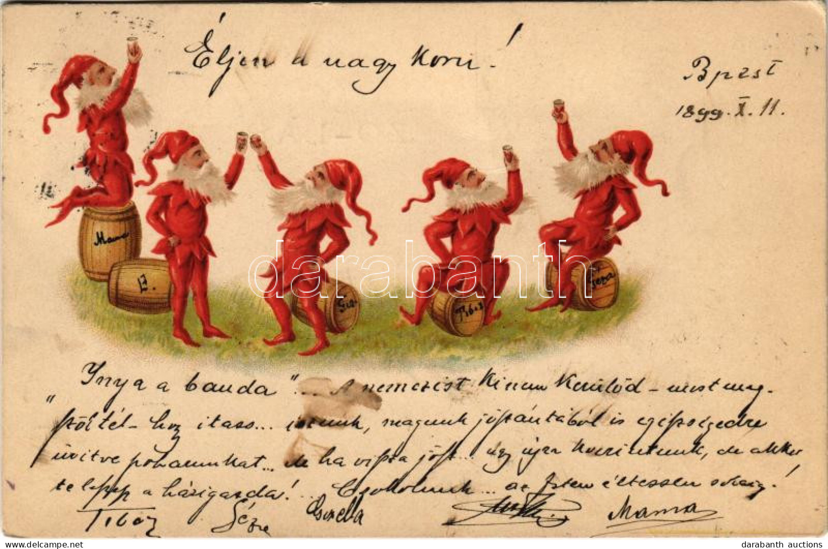 T2 1899 (Vorläufer) Mulatozó Törpék / Dwarves Having Fun. Litho - Unclassified