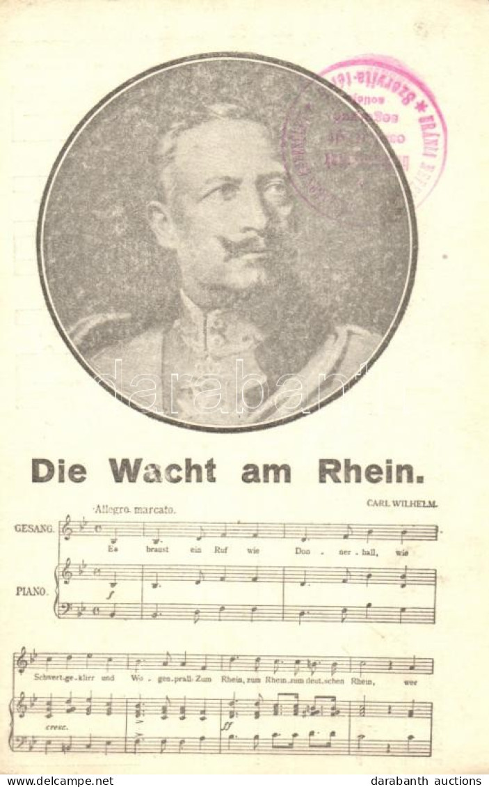 * T2 Wilhelm II, Die Wacht Am Rhein, Musikpostkarte - Ohne Zuordnung