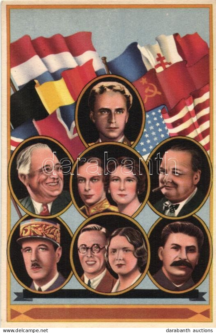 ** T2 WWII Emperors; Churchill, Stalin, Roosevelt, Goebbels, Charles De Gaulle, Julianna And Prince Bernhard Of The Neth - Ohne Zuordnung