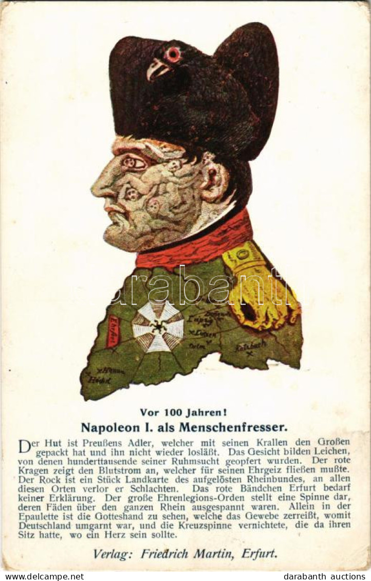 ** T2/T3 Napoleon I. Als Menschenfresser. Vor 100 Jahren! / Napóleon Bizarr Optikai Illúziós Képeslapon / Bizarre Optica - Non Classés