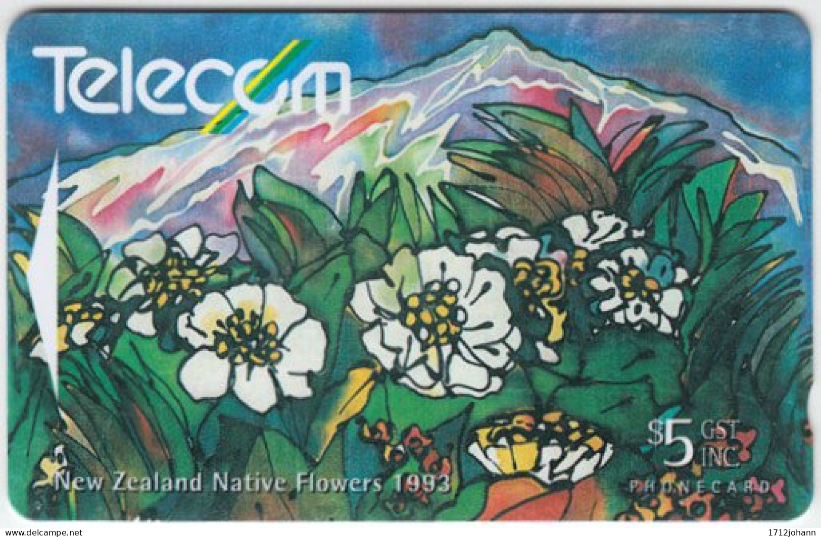 NEW ZEALAND A-322 Magnetic Telecom - Painting, Plant, Flowers - 171BO - Used - Nouvelle-Zélande