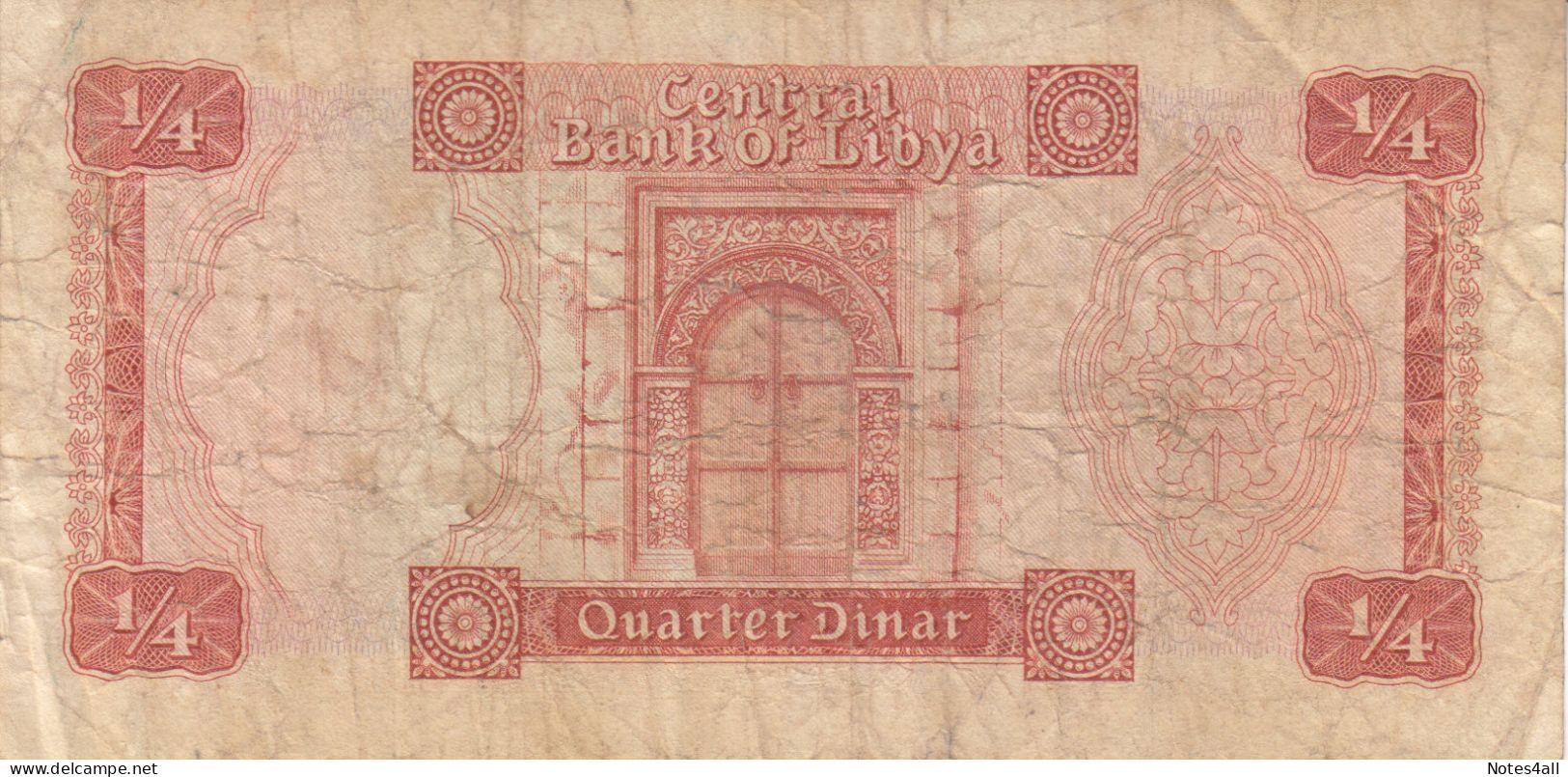 LIBYA 1/4 DINAR 1971 1972 P-33B  (F)  USED SERIES  4 - Libia