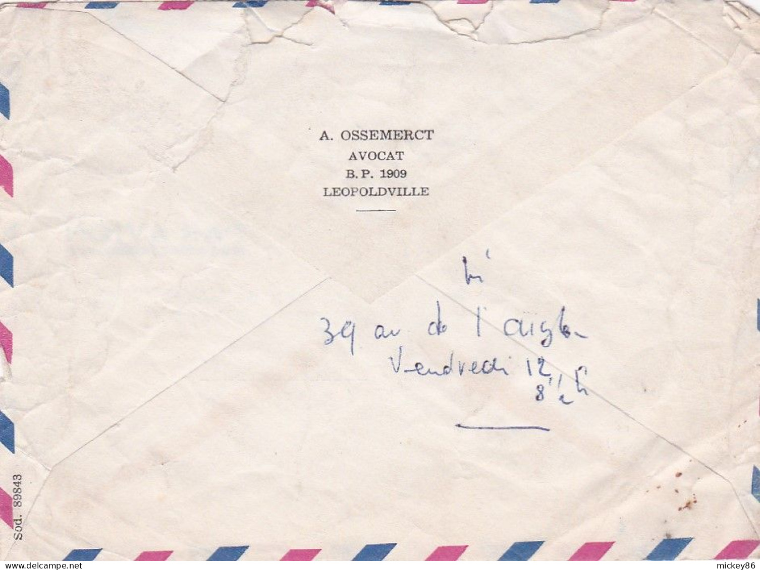Congo -- Lettre De LEOPOLDVILLE Pour  BRUXELLES (Belgique) Tp  Animaux + Air Congo........à Saisir - Lettres & Documents
