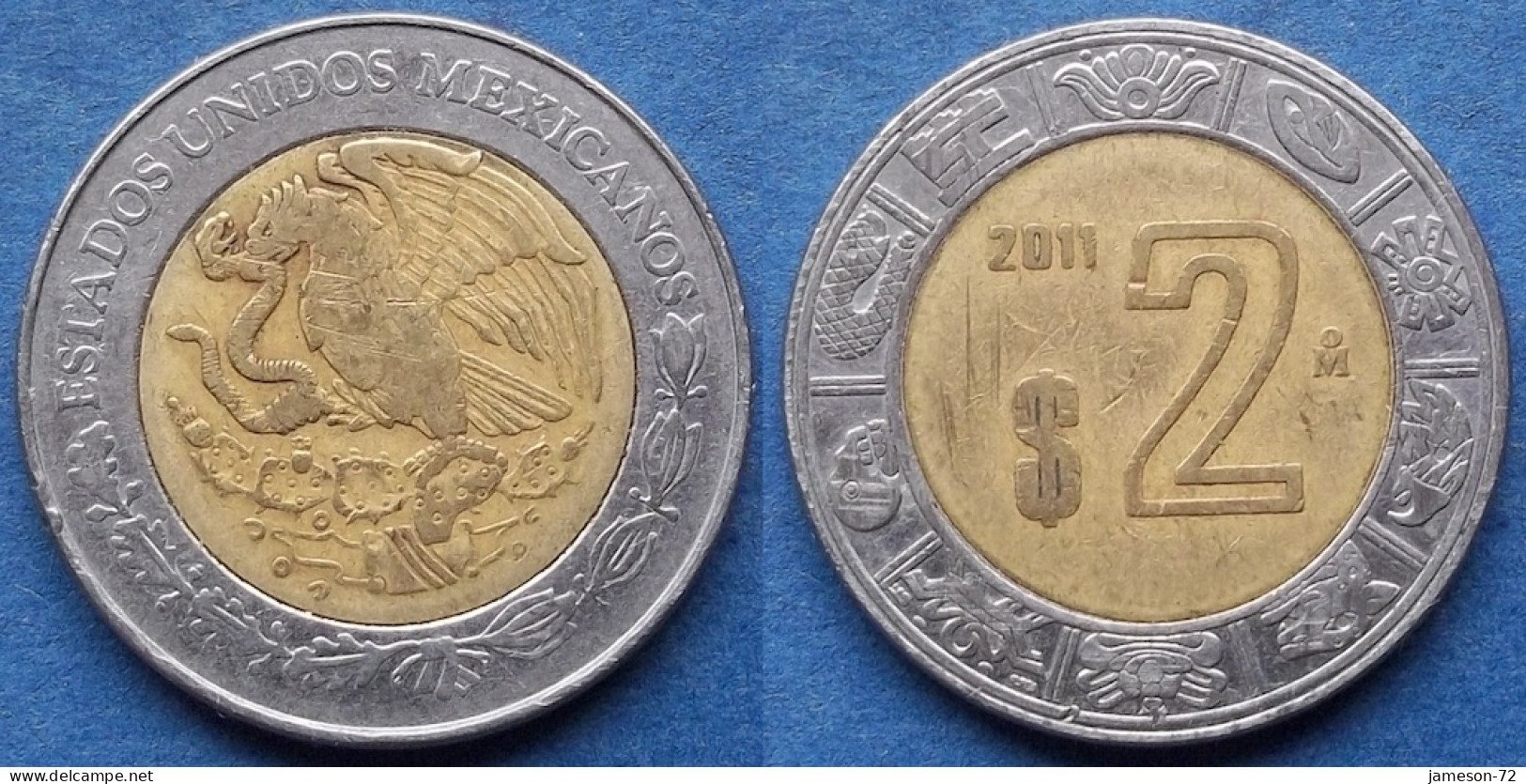 MEXICO - 2 Pesos 2011 Mo KM# 604 Estados Unidos Mexicanos Monetary Reform (1993) - Edelweiss Coins - México