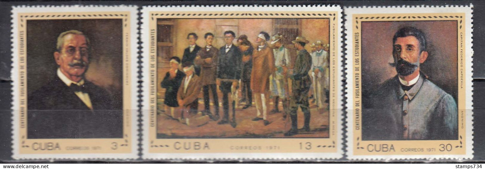 Cuba 1971 - 100th Anniversary Of The Shooting Of The Medical Students, Mi-Nr. 1730/32, MNH** - Nuevos