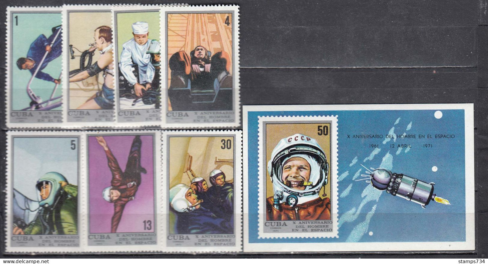 Cuba 1971 - Space, Mi-Nr. 1681/87+Bl. 37, MNH**4.00 - Ongebruikt