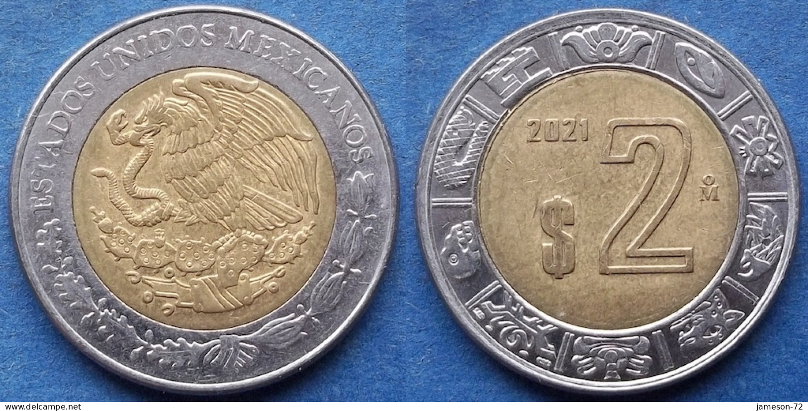 MEXICO - 2 Pesos 2021 Mo KM# 604 Estados Unidos Mexicanos Monetary Reform (1993) - Edelweiss Coins - México