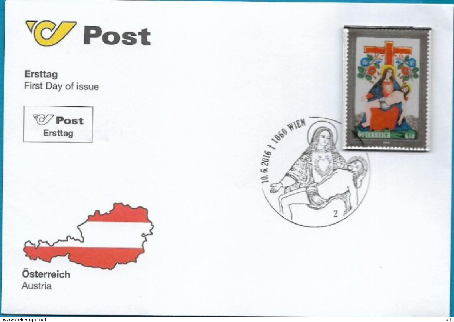 Austria - FDC Pietà And Cross " Glass Mark " - Lettres & Documents