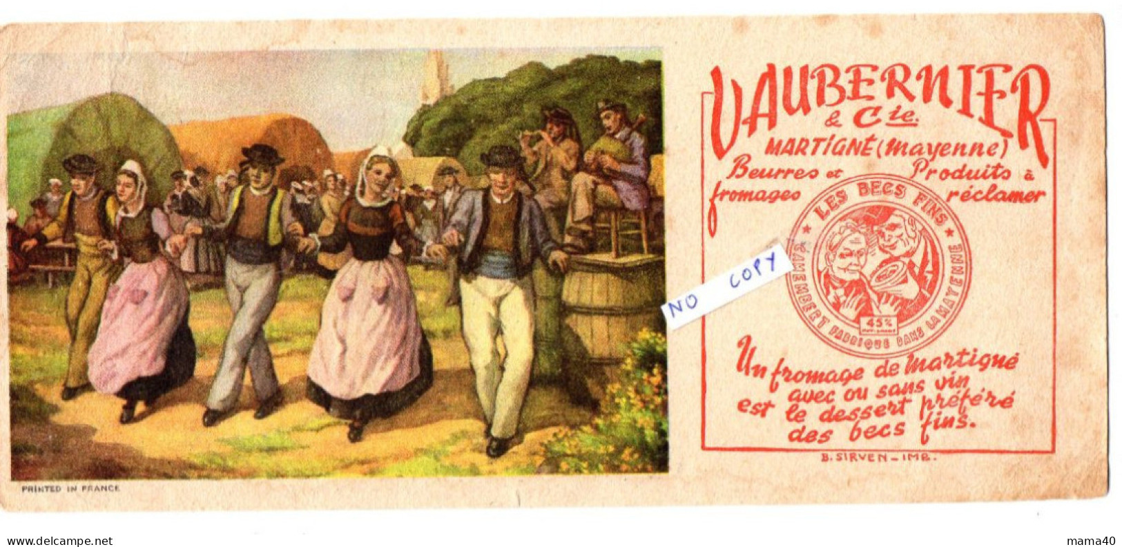 BUVARD - FROMAGERIE VAUBERNIER - MARTIGNE - DANSE FOLKLORIQUE - Produits Laitiers