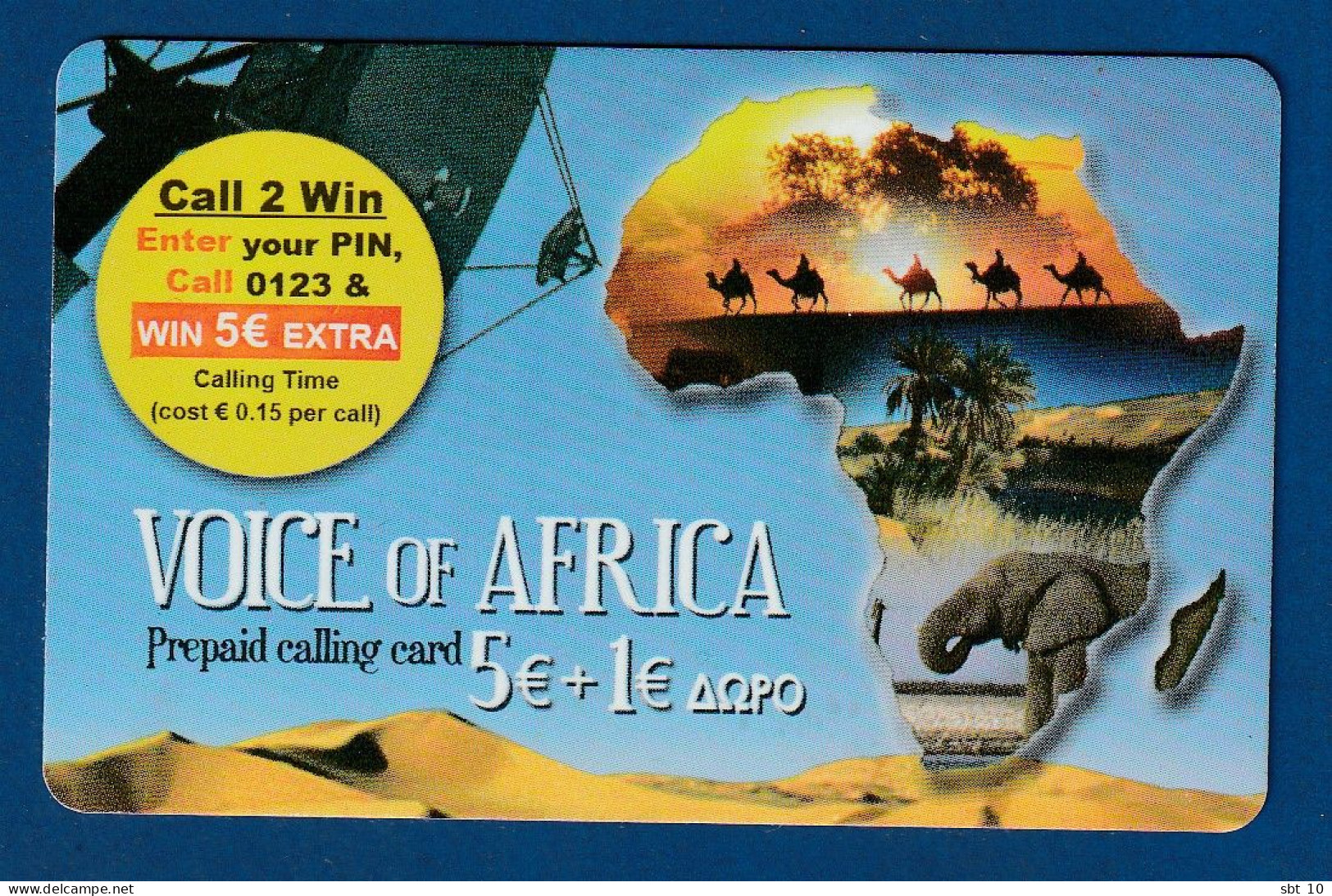 Greece ^^^  Voice Of Africa Map Prepaid 5€+1€ - Used - Greece