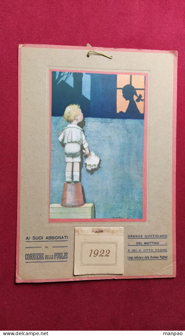 CALENDARIO PUBBLICITARIO 1922 - OMAGGIO CORRIERE DELLE PUGLIE - COMPLETO - CM. 34 X 24 - Big : 1921-40