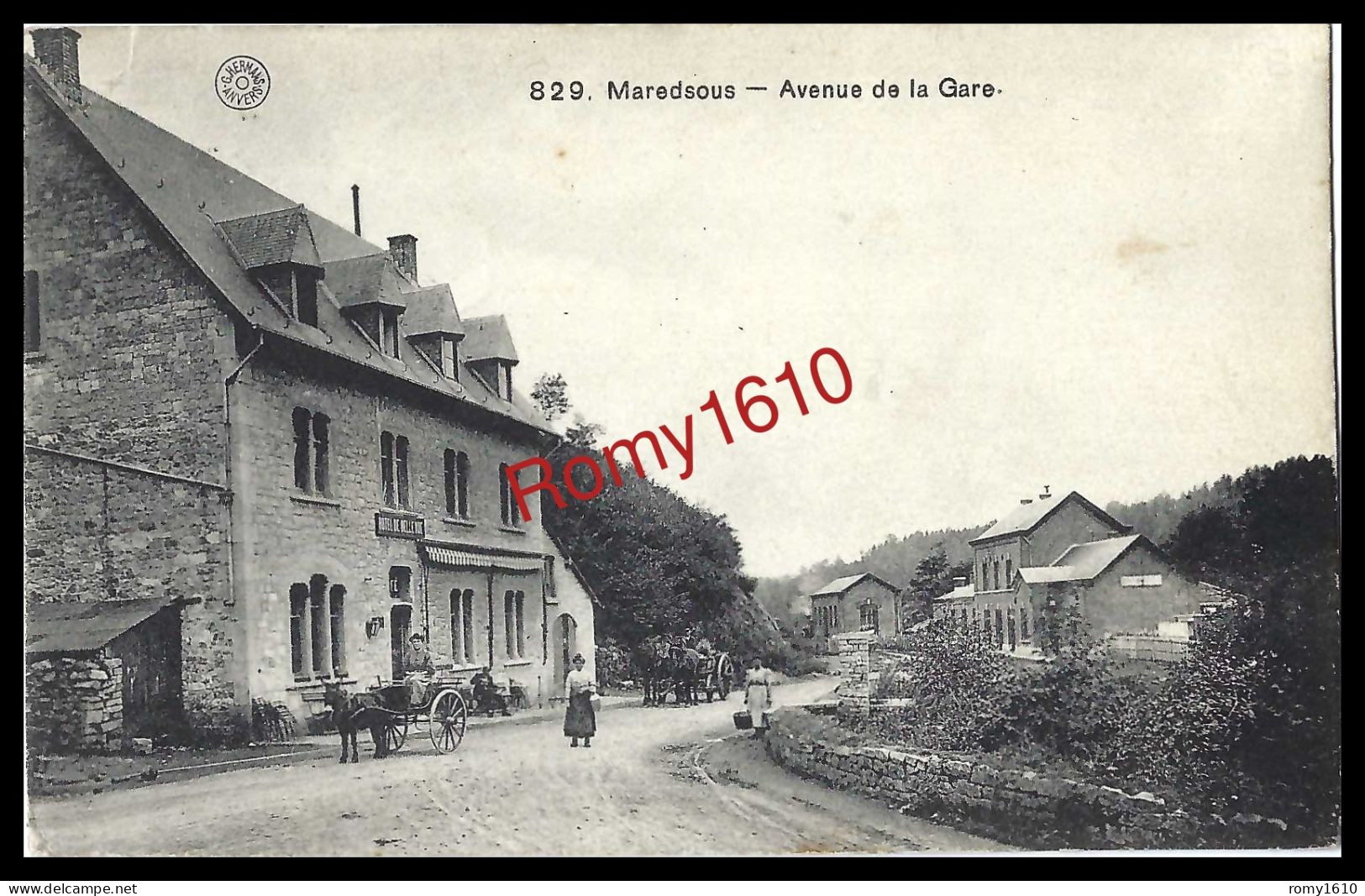 Maredsous - Avenue De La Gare. Café, Attelages, Animation. Scan Recto/verso. - Anhée