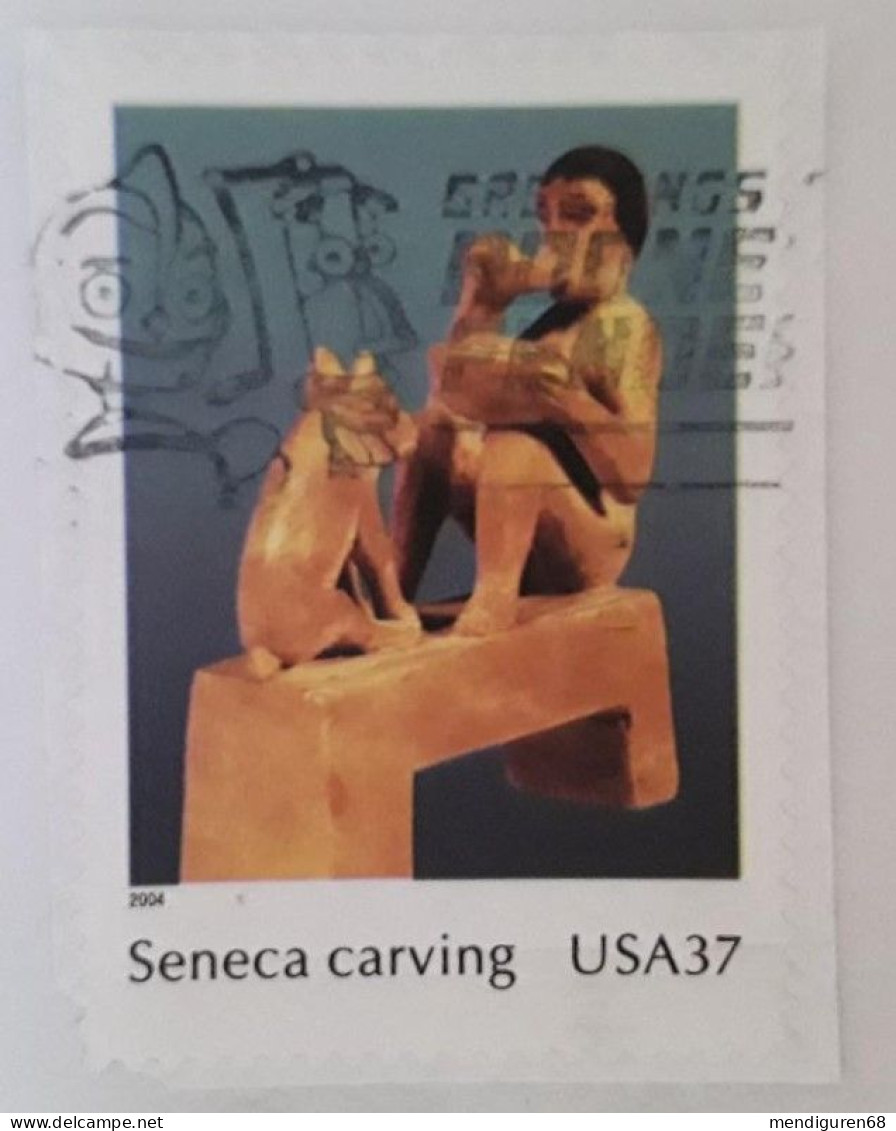 VERINIGTE STAATEN ETAS UNIS USA 2004 INDIAN  ART:  SENECA CARVING 37C USED ON PAPER SC 3873I YT 3582 MI 3861 SG MS4378I - Used Stamps