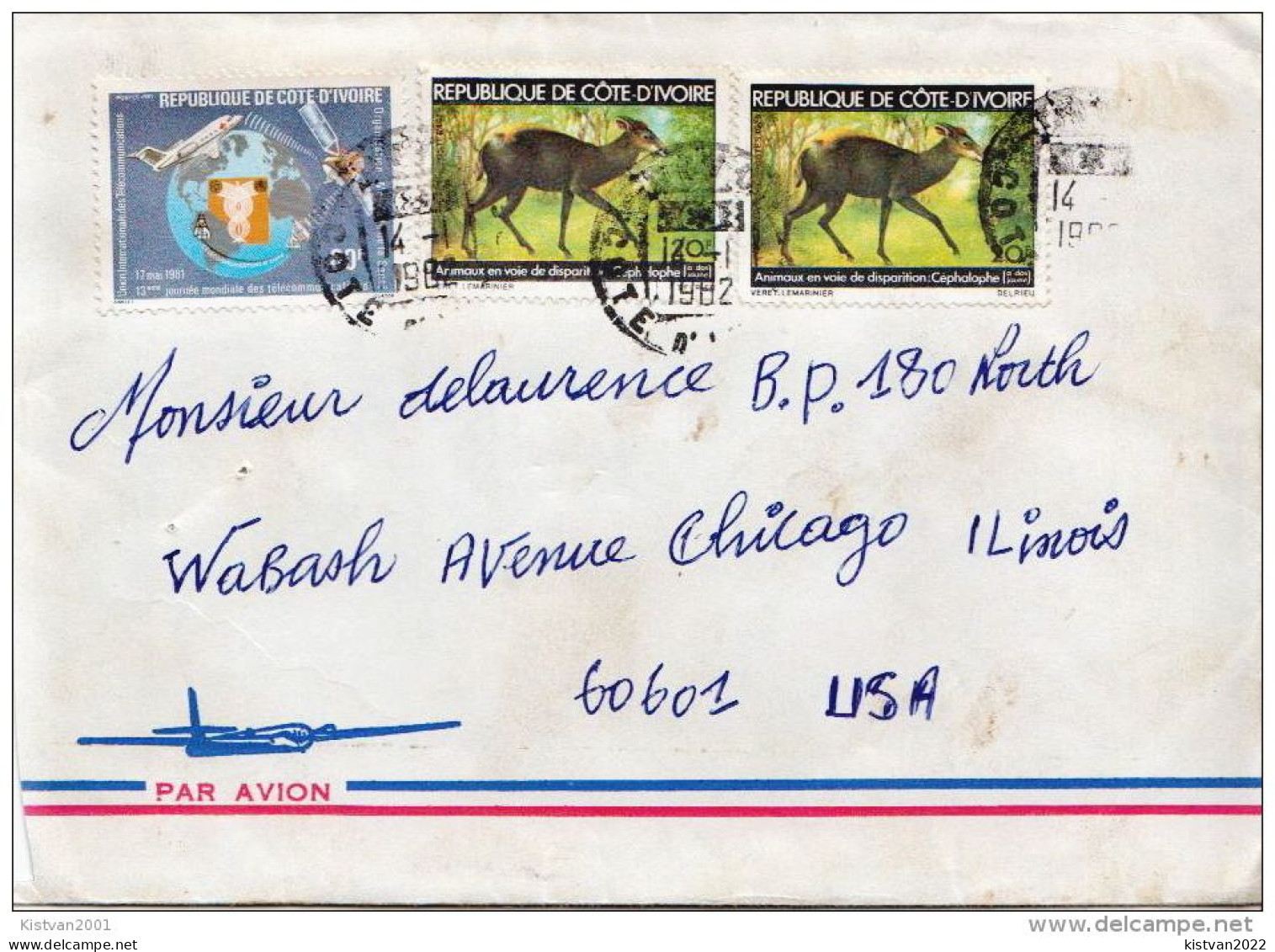 Postal History: Ivory Coast Cover - Selvaggina