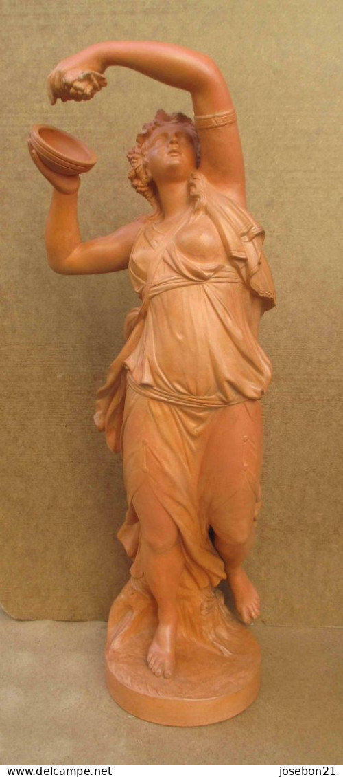 Ancienne Grande Statue En Terre Cuite Nymphes Fin XIX ème - Altri & Non Classificati