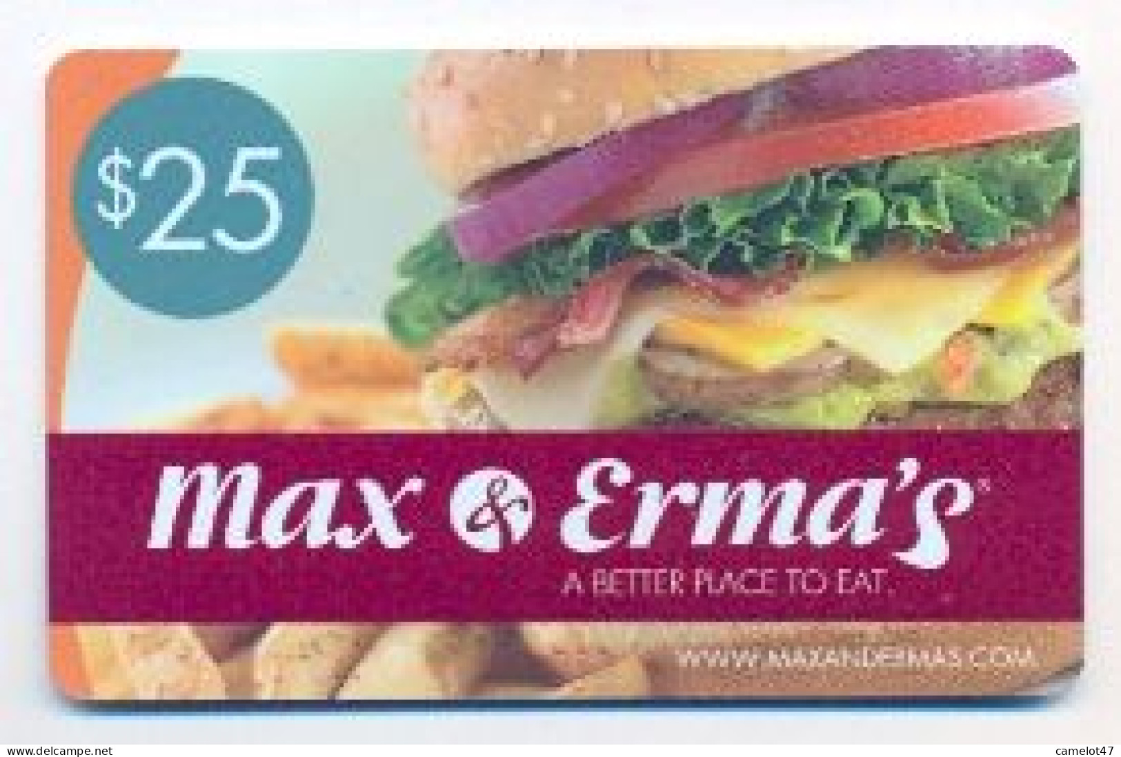 Max & Erma's, U.S.A.,  Carte Cadeau Pour Collection, Sans Valeur, # Max&ermas-2 - Treuekarten