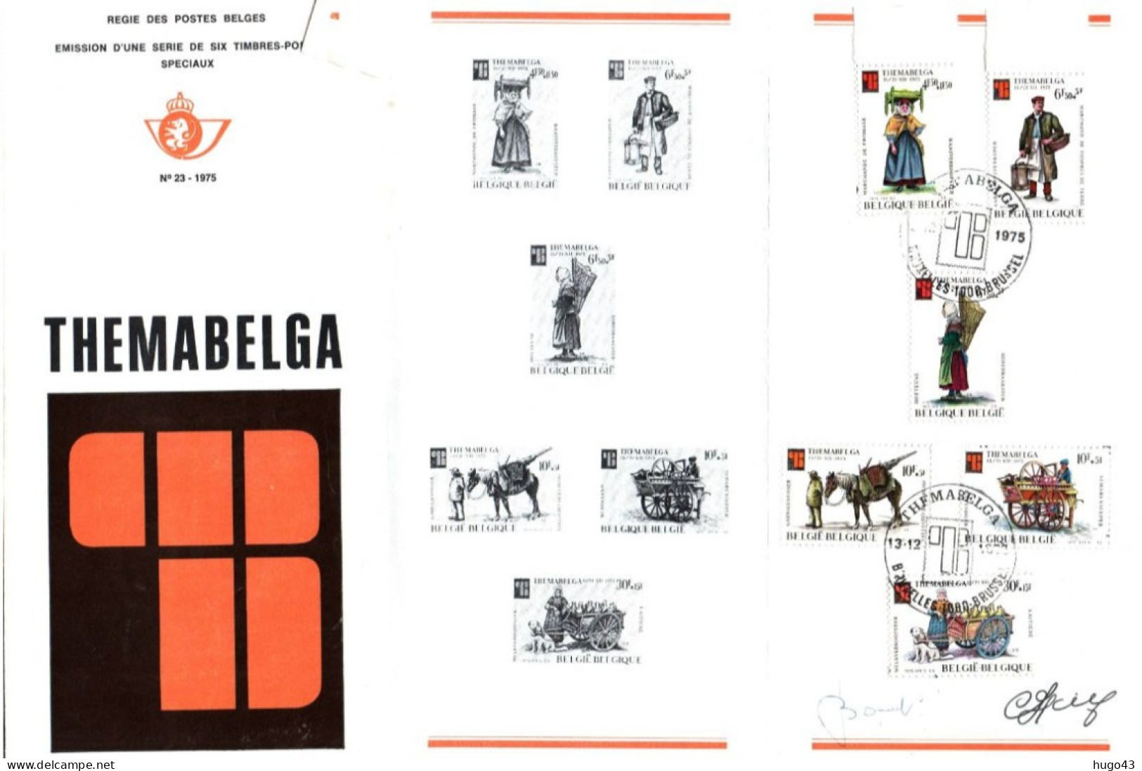 FEUILLET AVEC TIMBRES ET SIGNATURE - THEMABELGA 1975 - BEAUX TIMBRES ET CACHET - BELGIQUE - Covers & Documents
