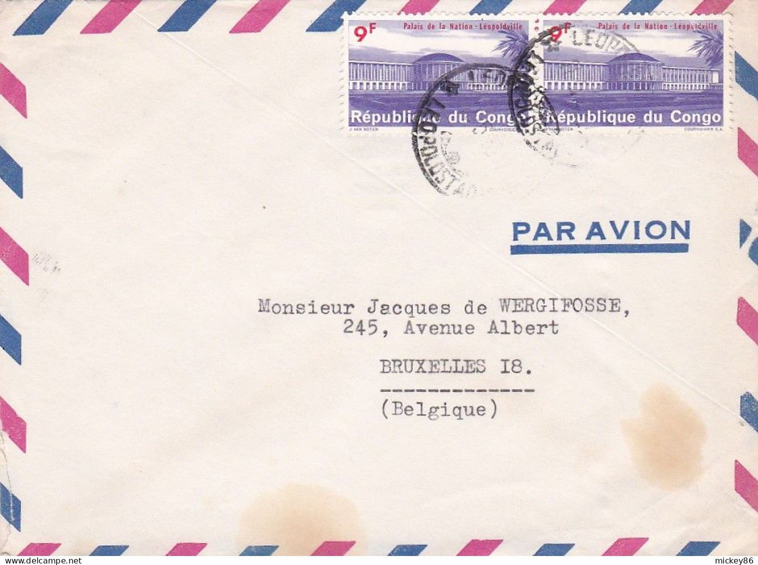 Congo  -- Lettre De LEOPOLDVILLE  Pour BRUXELLES ( Belgique)......timbres  Sur Lettre...... - Autres & Non Classés