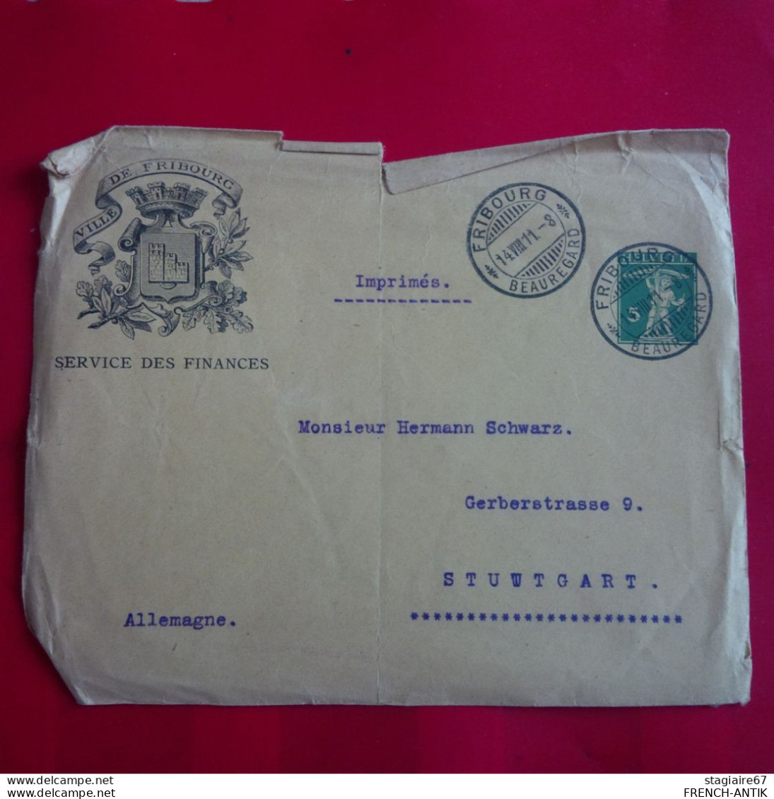 LETTRE FRIBOURG POUR STUTTGART - Lettres & Documents