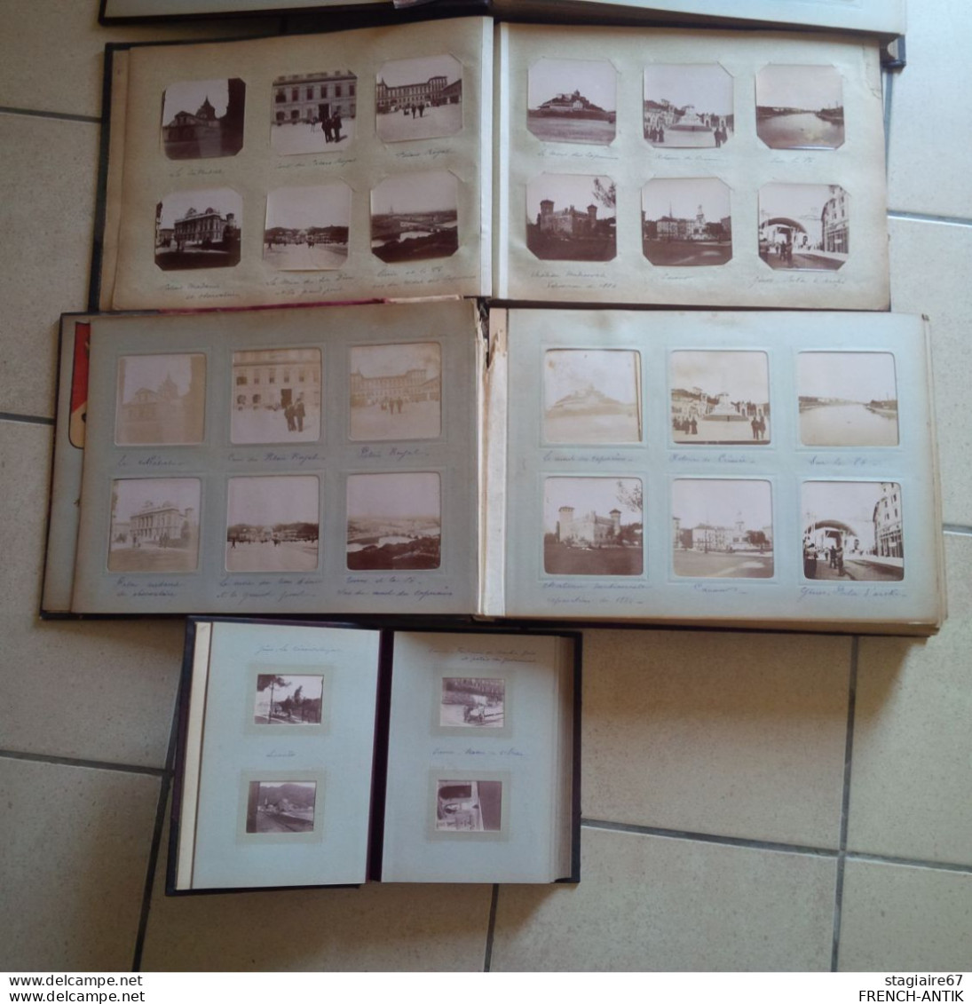 LOT 4 ALBUM PHOTOGRAPHIE DE FAMILLE VOYAGE ITALIE PAYS BAS FRANCE SCENE ANIME ATTELAGE AUTOMOBILE - Albumes & Colecciones