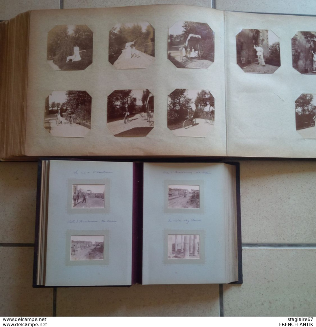 LOT 4 ALBUM PHOTOGRAPHIE DE FAMILLE VOYAGE ITALIE PAYS BAS FRANCE SCENE ANIME ATTELAGE AUTOMOBILE