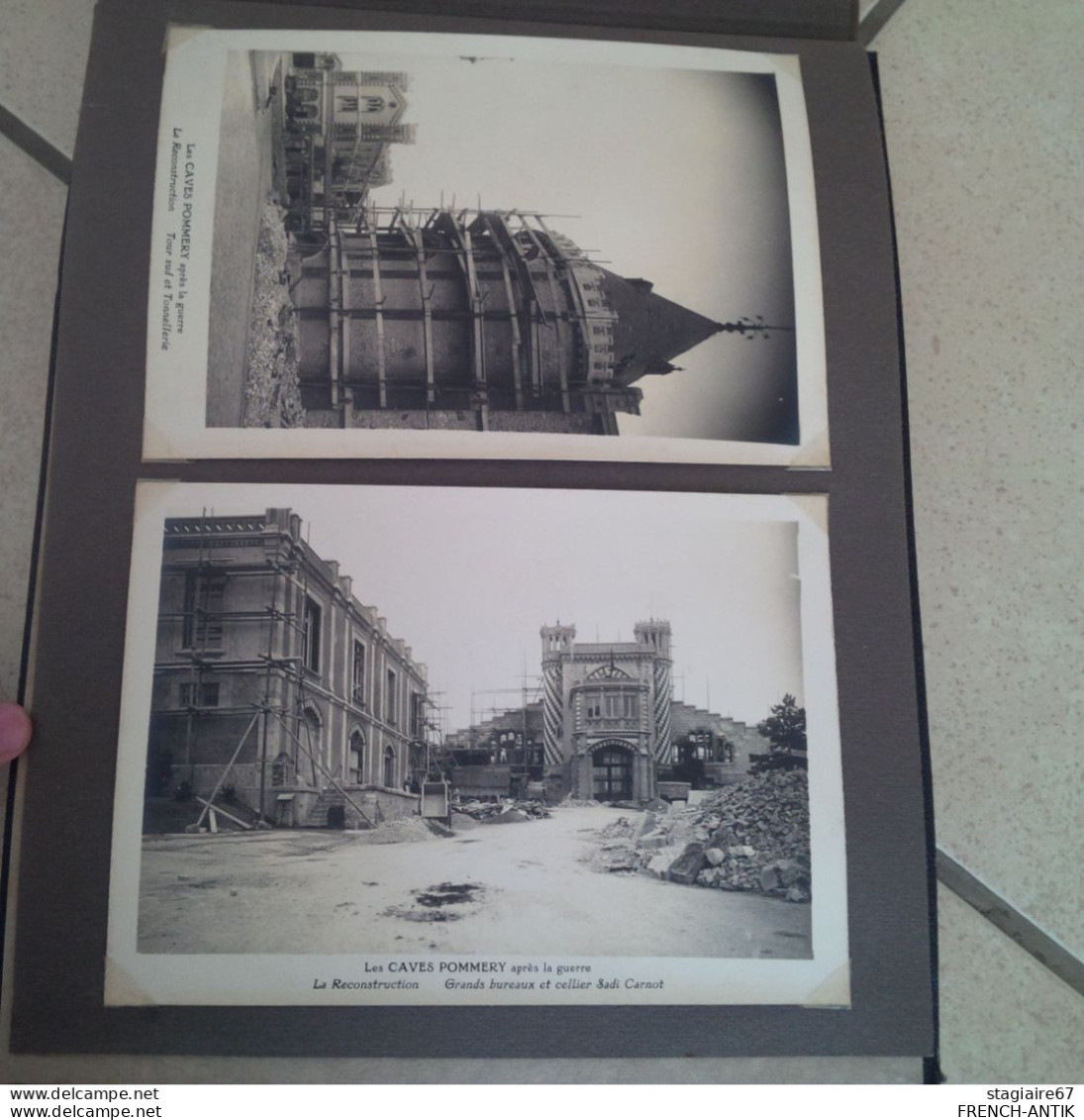 DEUX ALBUM PHOTO MARNE REIMS CAVE POMMERY LA POMPELLE MILITARIA 96 PHOTOS