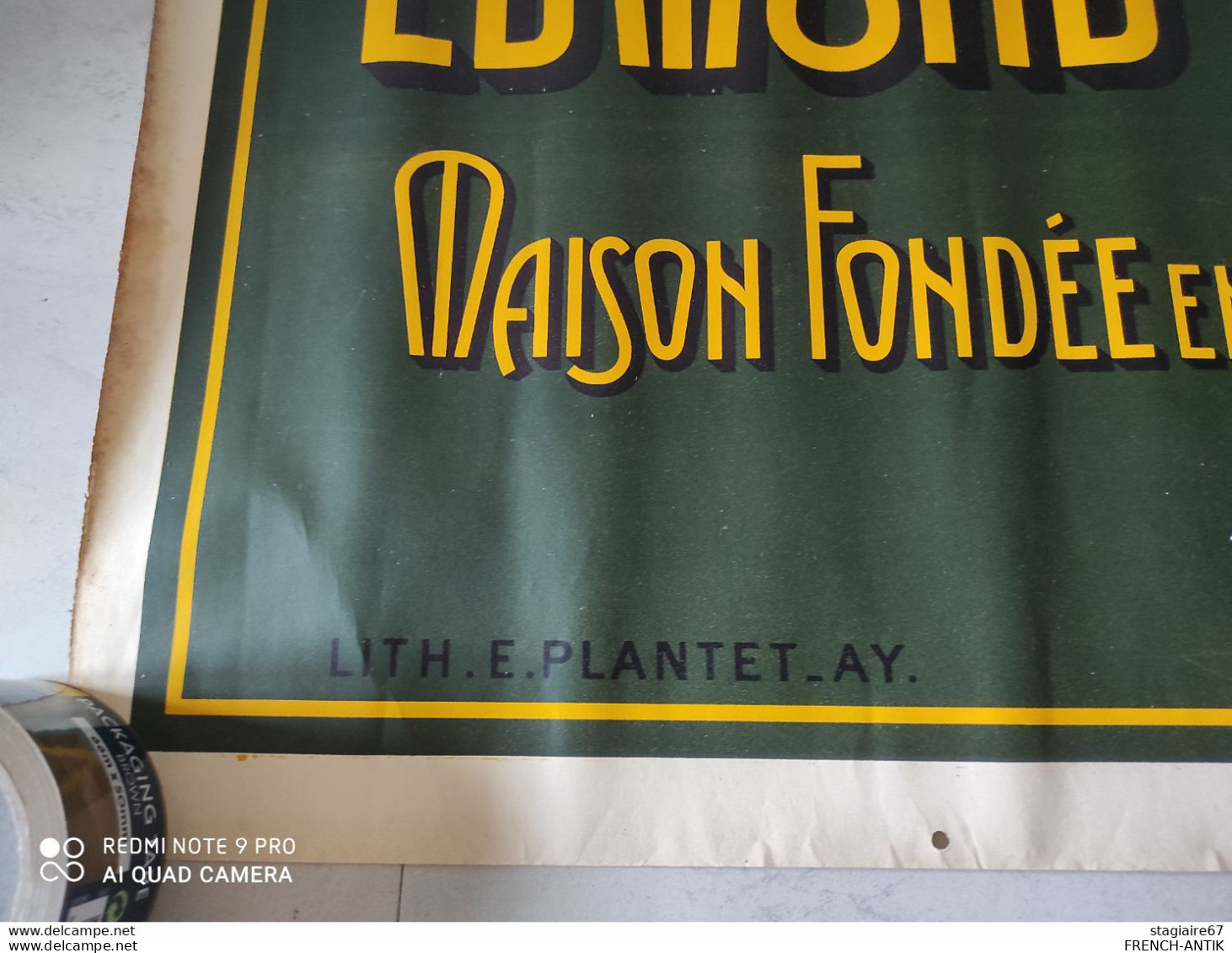 RARE AFFICHE CHAMPAGNE EDMOND BESSERAT AND CO AY MARNE FONDEE EN 1843 90X65CM - Afiches