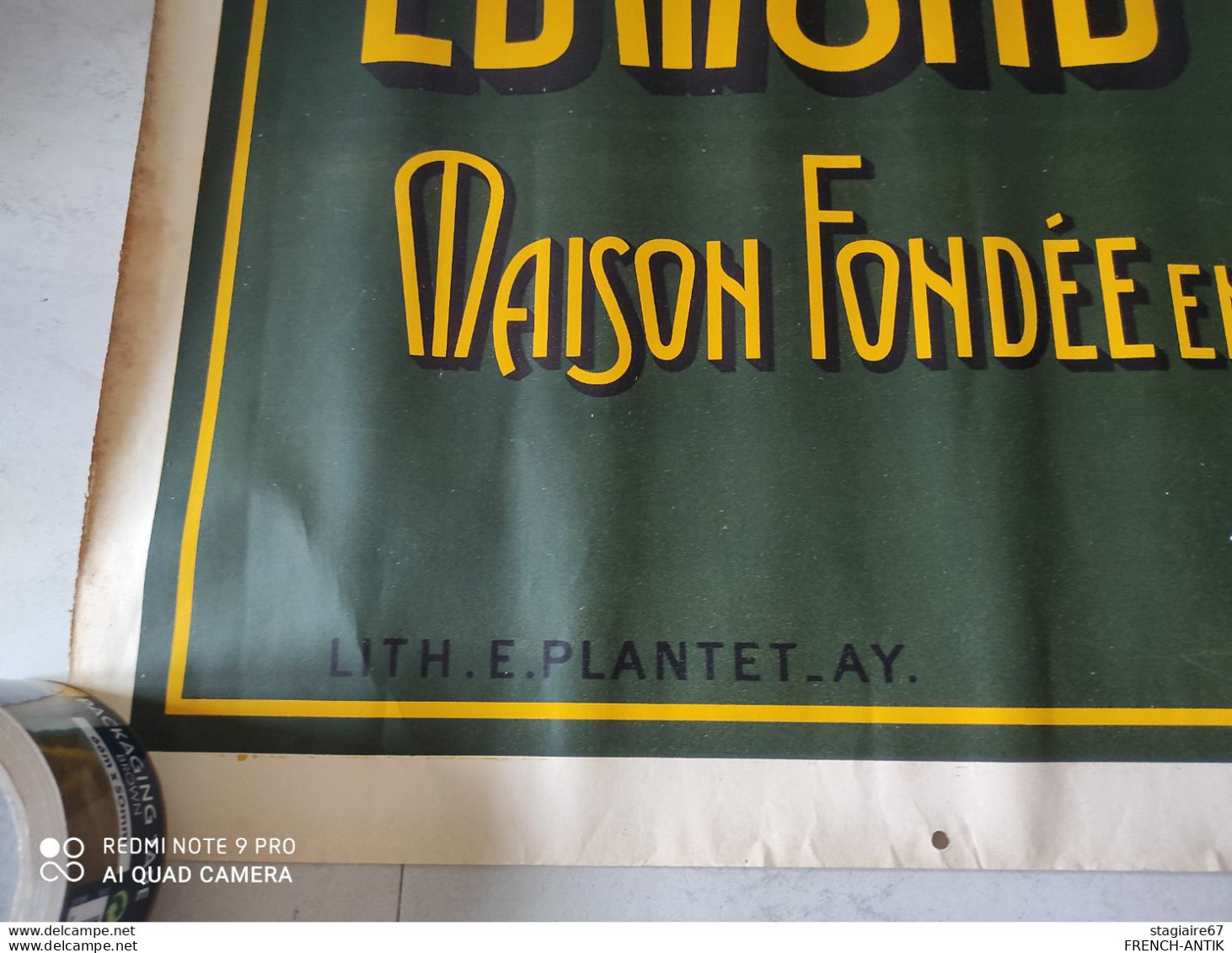 RARE AFFICHE CHAMPAGNE EDMOND BESSERAT AND CO AY MARNE FONDEE EN 1843 90X65CM - Affiches