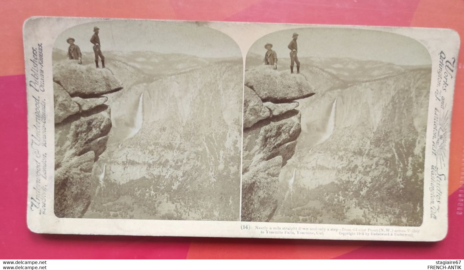 1902 DISTANCE D UNE MILLE GLACIER POINT YOSEMITE CALIFORNIA - Visionneuses Stéréoscopiques