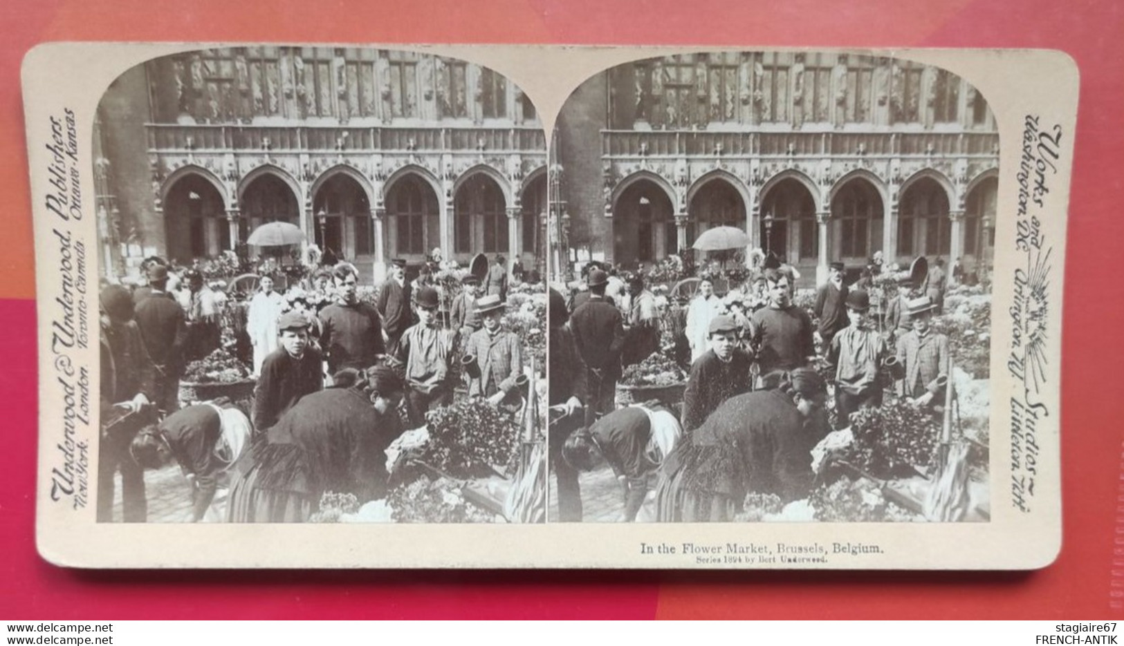 MARCHÉ DE FLEURS 1894  BRUSSELS BELGIQUE - Stereoscopes - Side-by-side Viewers