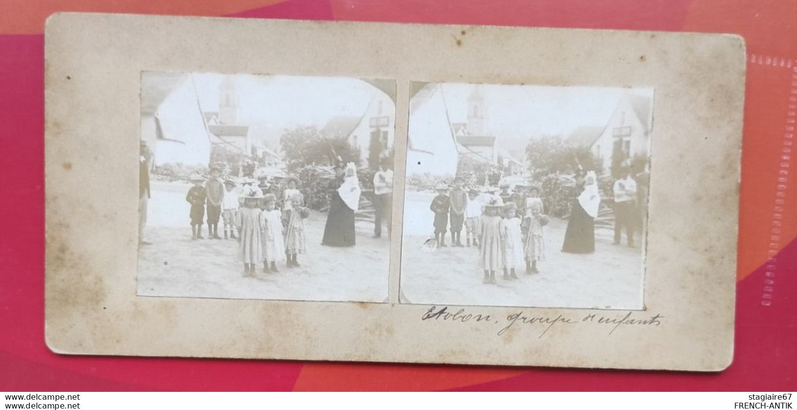 ETOLON 1902 GROUPE D ENFANTS EGLISE CAFÉ - Stereoscopes - Side-by-side Viewers